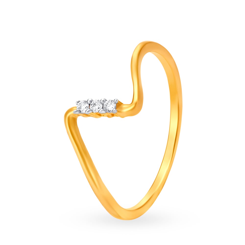 Chic 18 Karat Yellow Gold And Diamond Line Design Finger Ring,,hi-res image number null