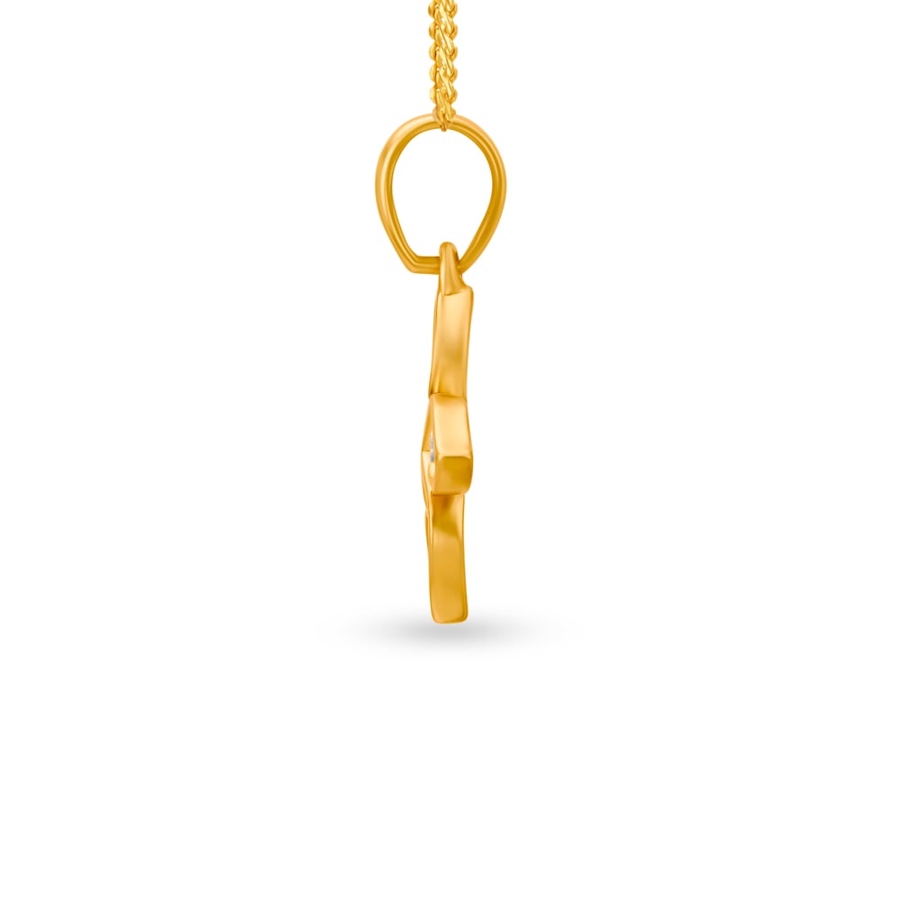 Dainty Dazzling Floral Diamond Gold Pendant,,hi-res image number null