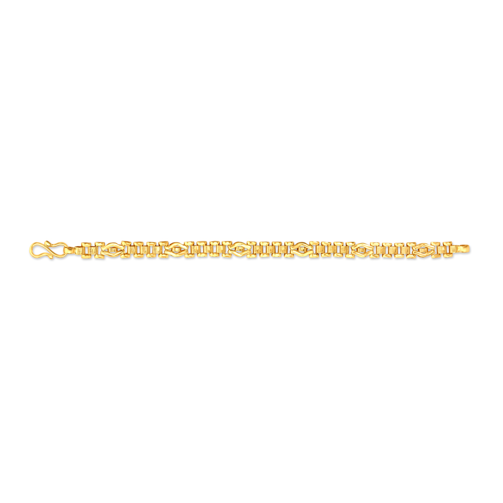 Men's Railroad Link ID Bracelet in Hollow 10K Gold – 8.5