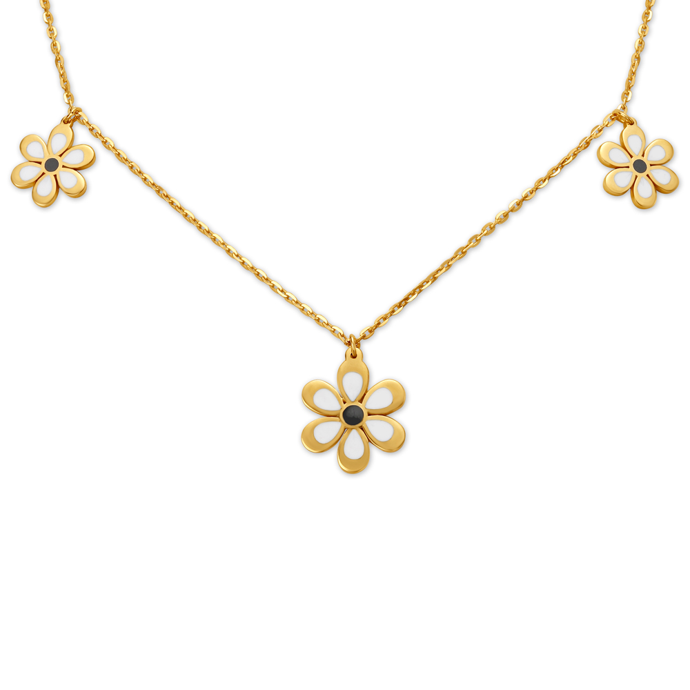 Flower Shaped Gold Pendant with Chain For Kids