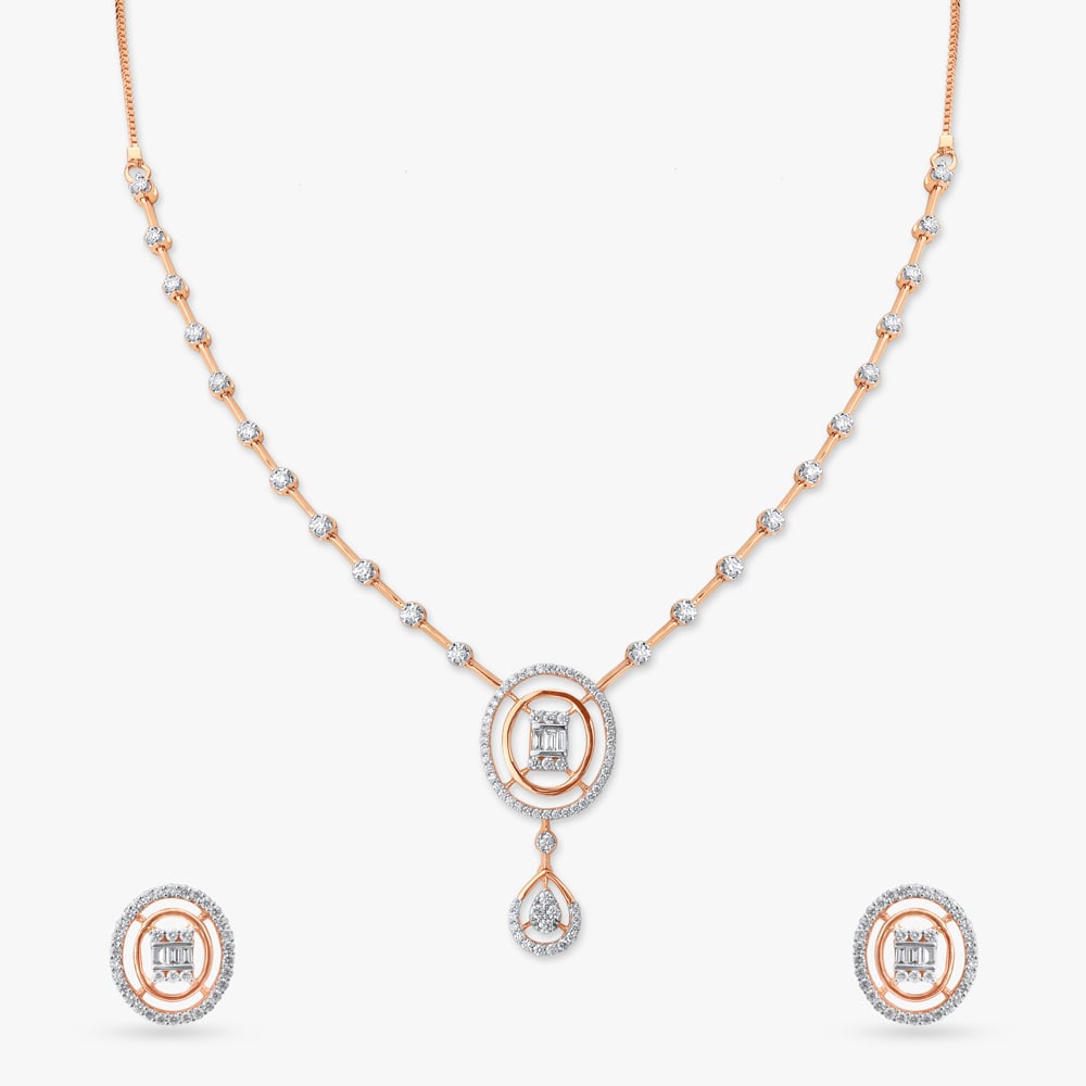 Blush Halo Diamond Necklace Set,,hi-res image number null