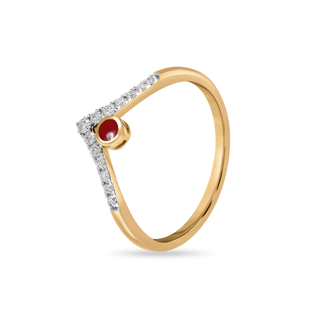 14 KT Yellow Gold Wishbone Diamond Finger Ring