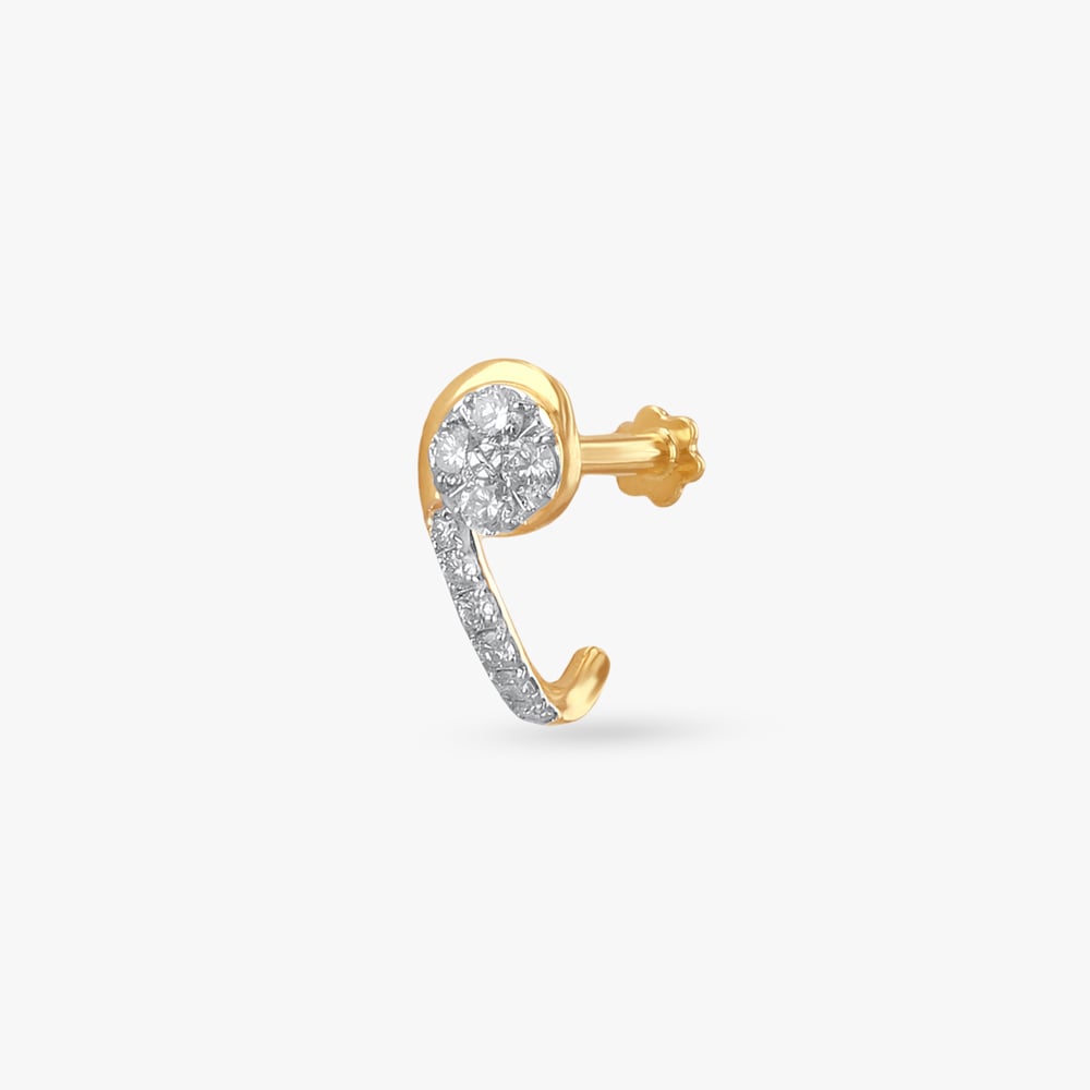 Elegant Stroke Diamond Nose Pin,,hi-res image number null
