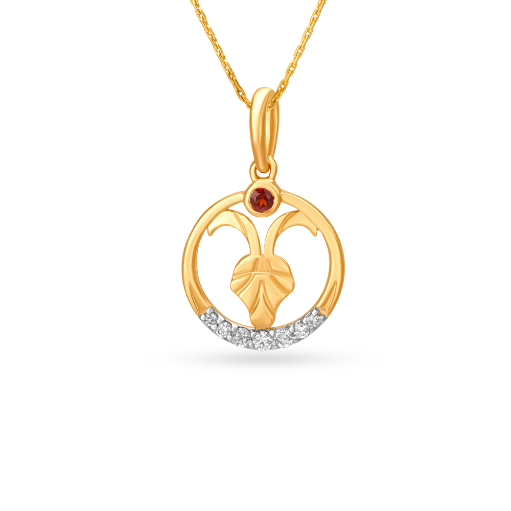 Capricorn Garnet Diamond Pendant