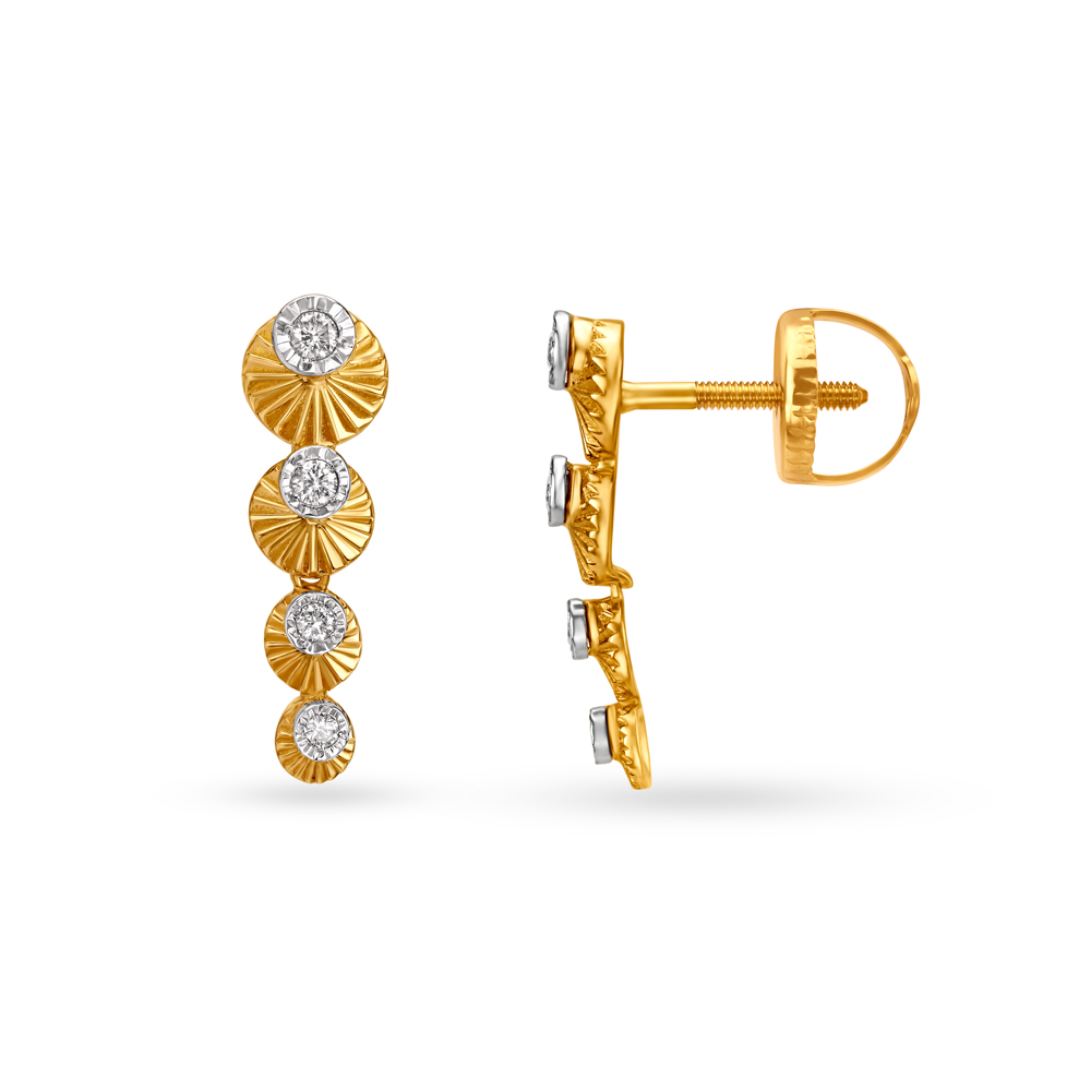 Bold Yellow and White Gold Diamond Drop Earrings,,hi-res image number null