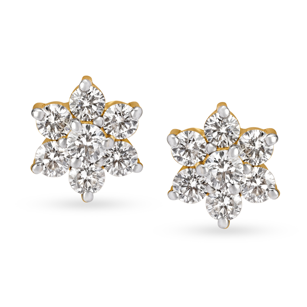 

Timeless 18 Karat Yellow Gold And Diamond Floral Studs