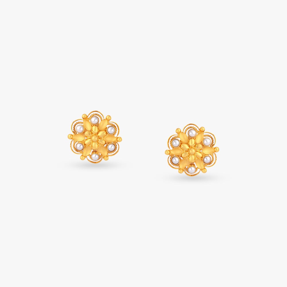 Heritage Bloom Gold Stud Earrings,,hi-res image number null