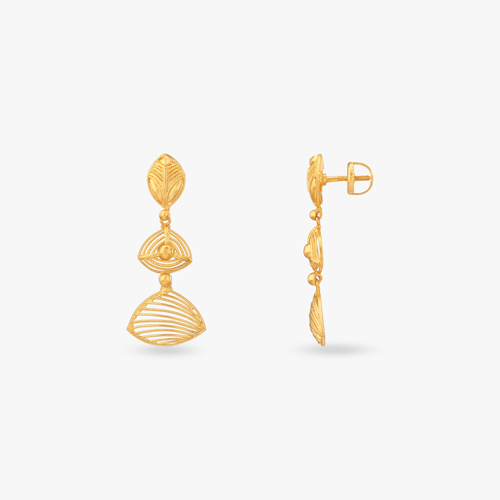 Fan Cascade Gold Drop Earrings,,hi-res image number null