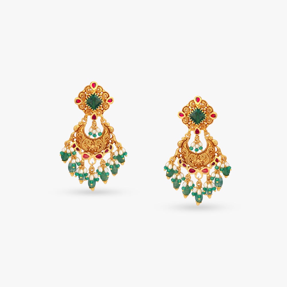Royal Crescent Gold Drop Earrings,,hi-res image number null