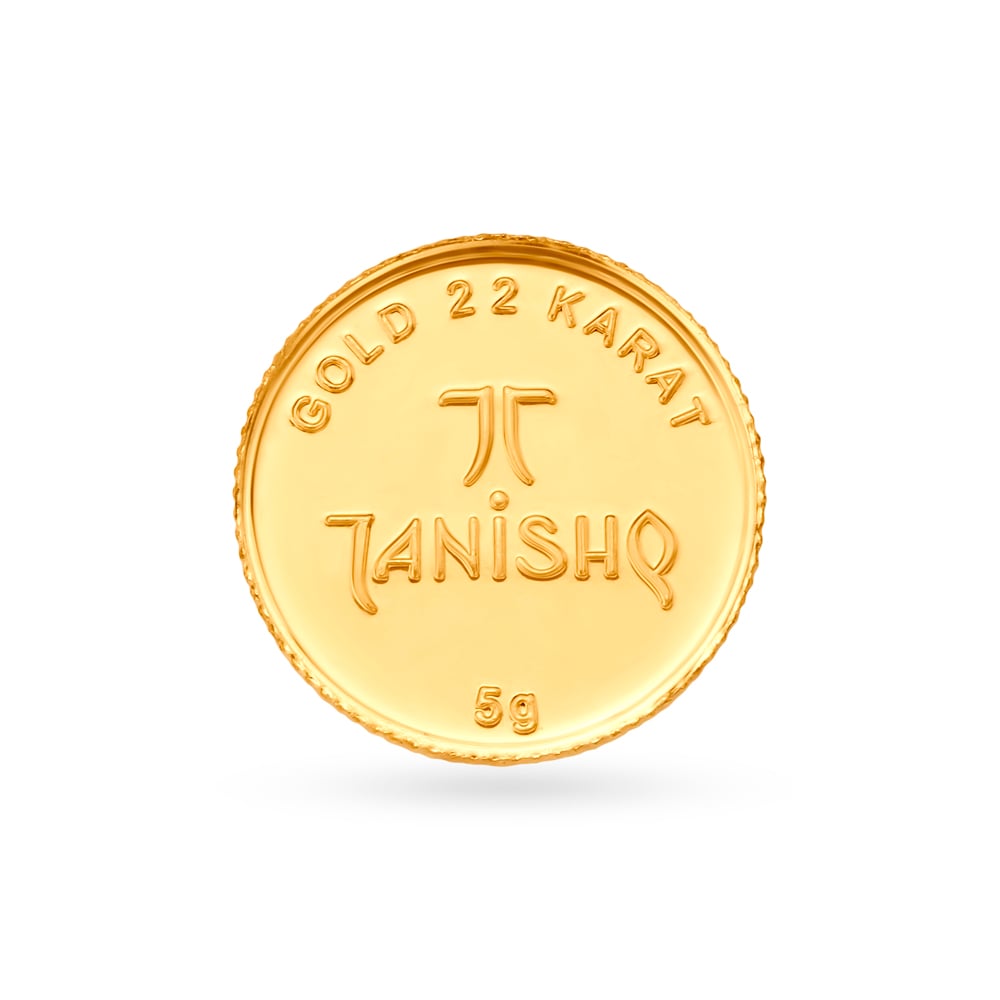 5 gram 22 Karat Gold Coin with Ganesha-Lakshmi Motif,,hi-res image number null