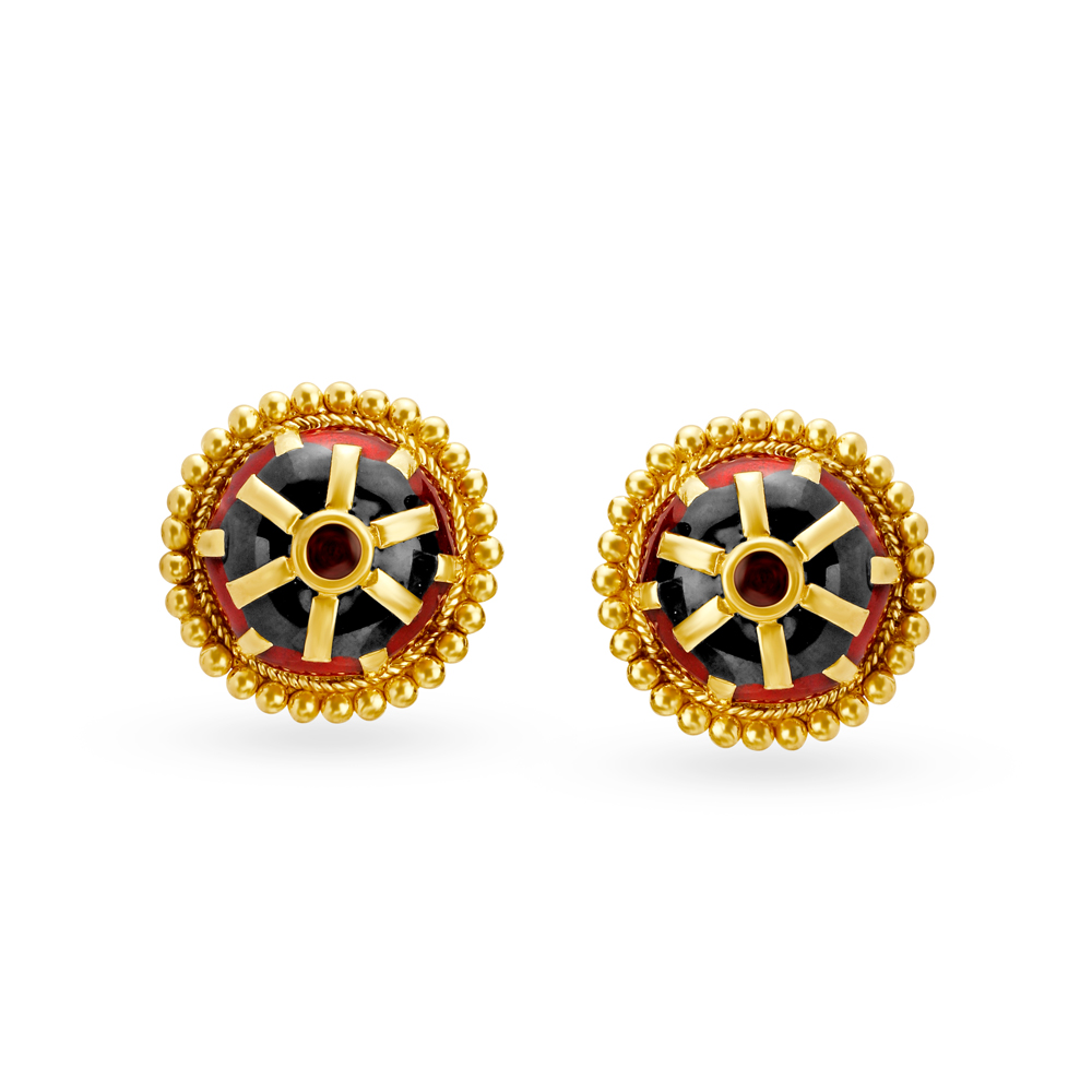 Sublime 22 Karat Yellow Gold And Diamond Flower Stud Earrings
