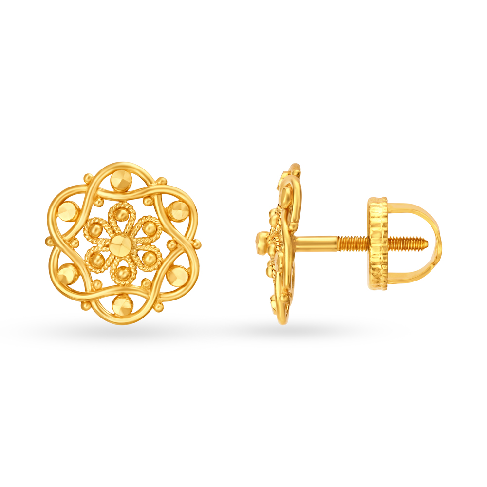 Yellow & Gold Beaded Earrings