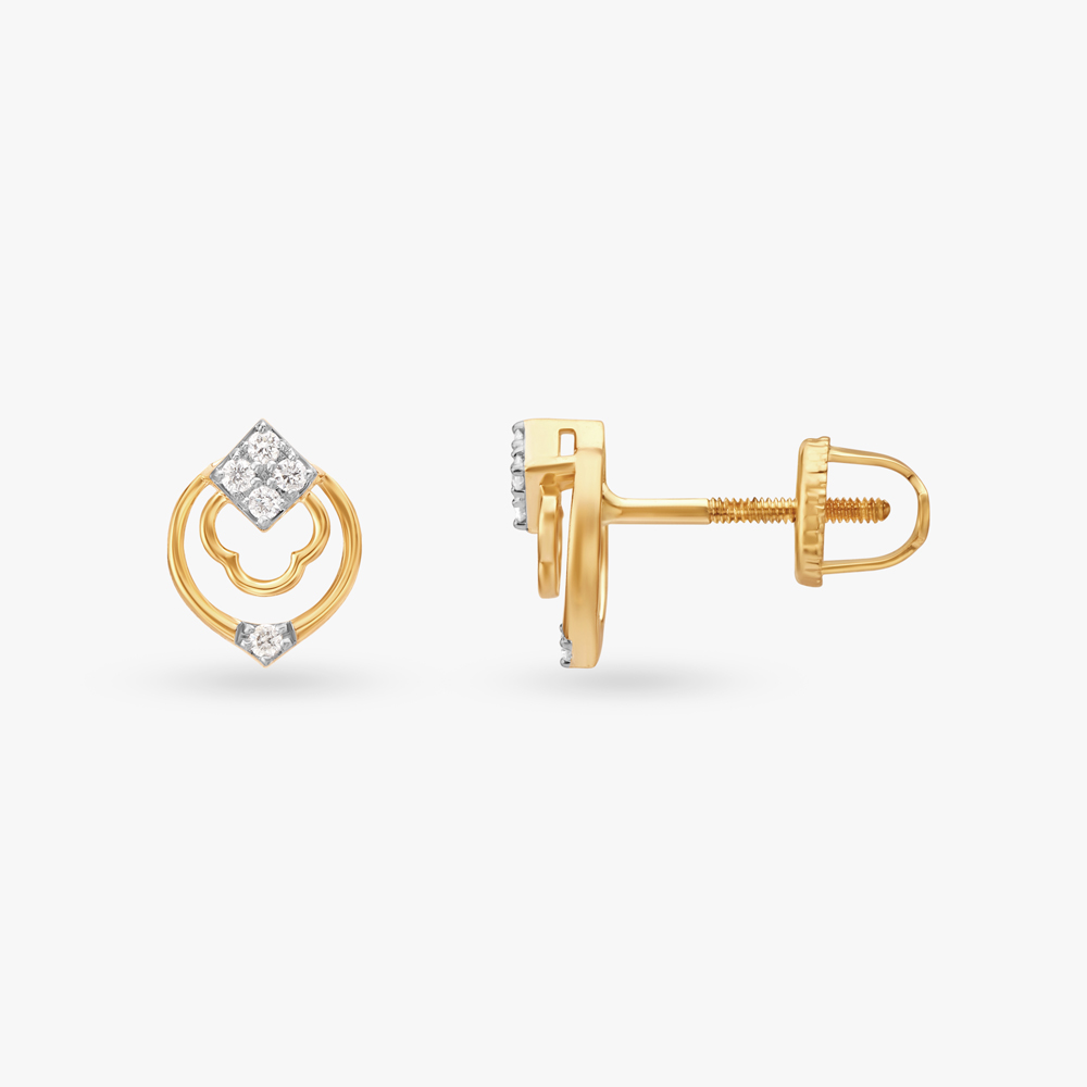 Circle Diamond Stud Earrings,,hi-res image number null
