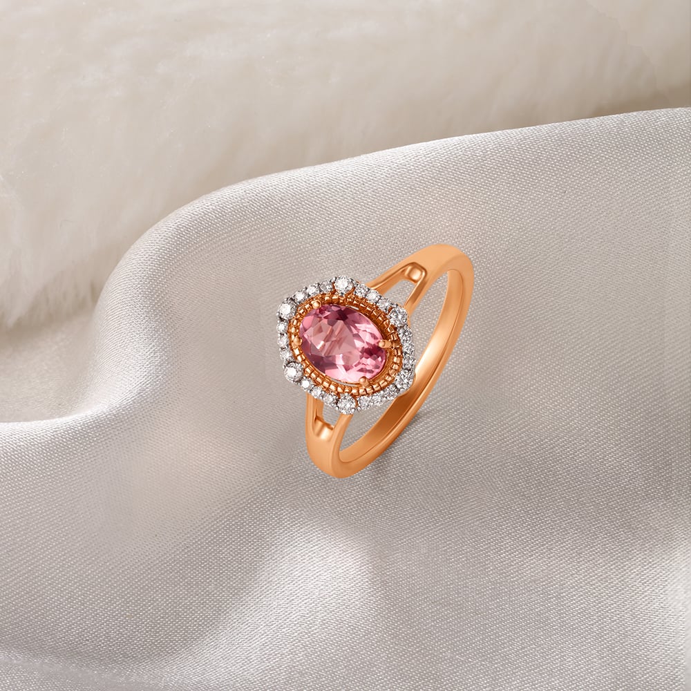 ChenFeng Rose gold ring Grown Halo Engagement Ring India | Ubuy