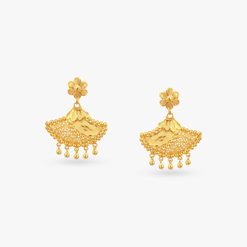 

Scalloped Floral Gold Drop Earrings