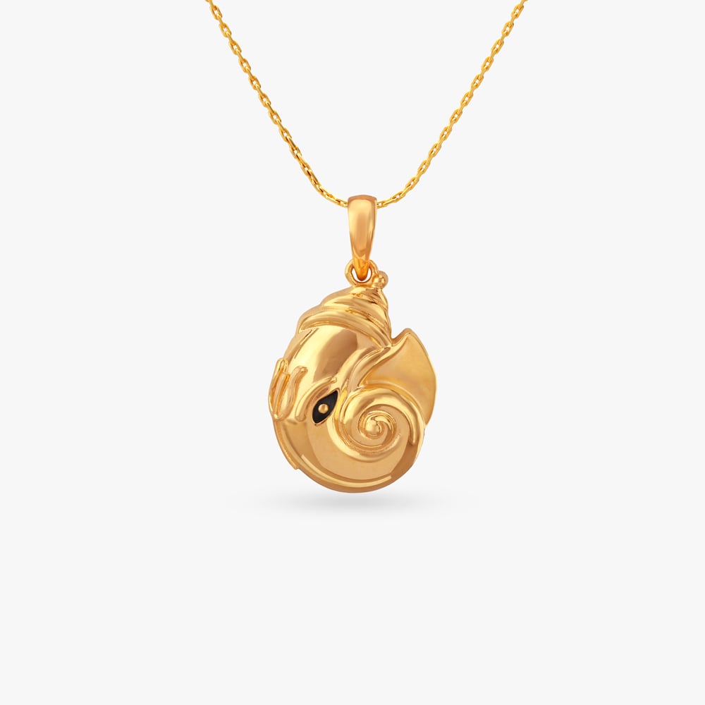 

Spiral Ganesha Gold Pendant