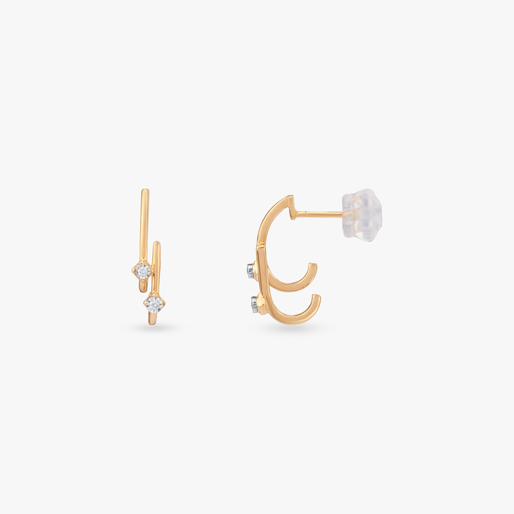 Sculpted Arc Diamond Hoop Earrings,,hi-res image number null