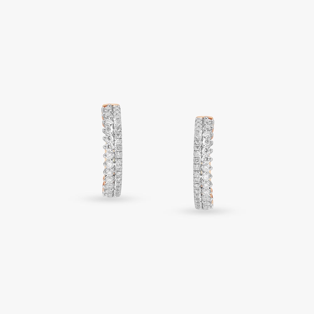 Scalloped Shine Diamond Hoop Earrings,,hi-res image number null