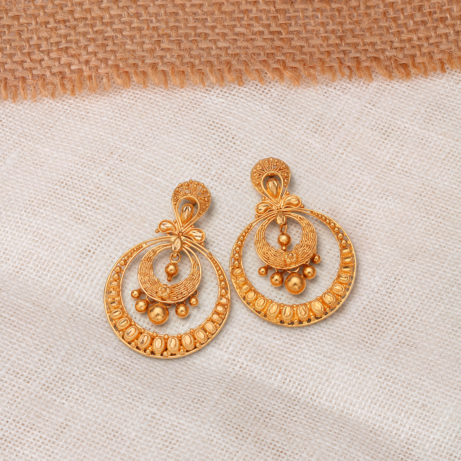 Gold Plated Diamond Polki Chand Bali Earring With Back Clip – OSR JEWELLERS