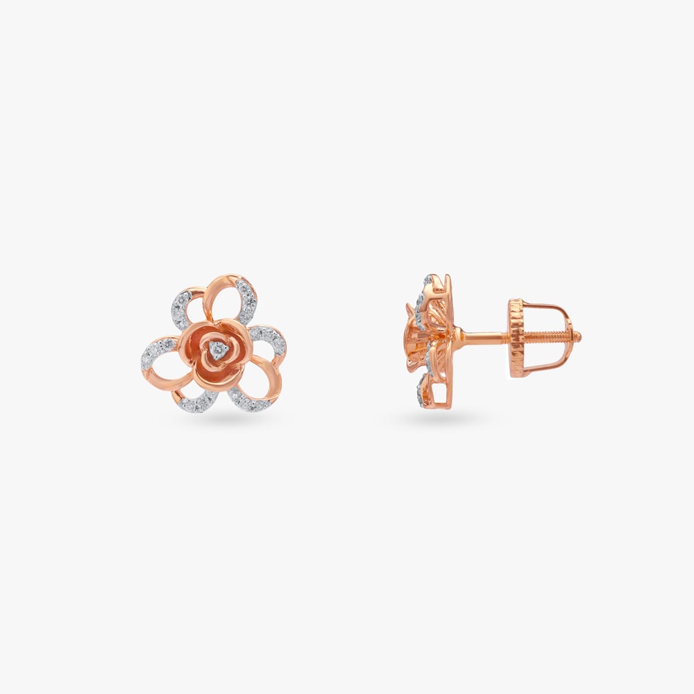 Blooming Rose Diamond Stud Earrings,,hi-res image number null