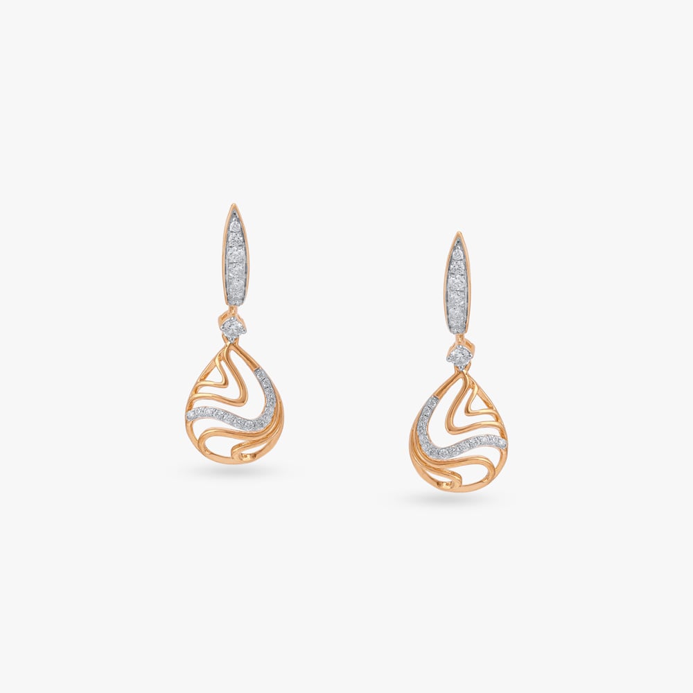 Shimmer Flow Diamond Drop Earrings,,hi-res image number null