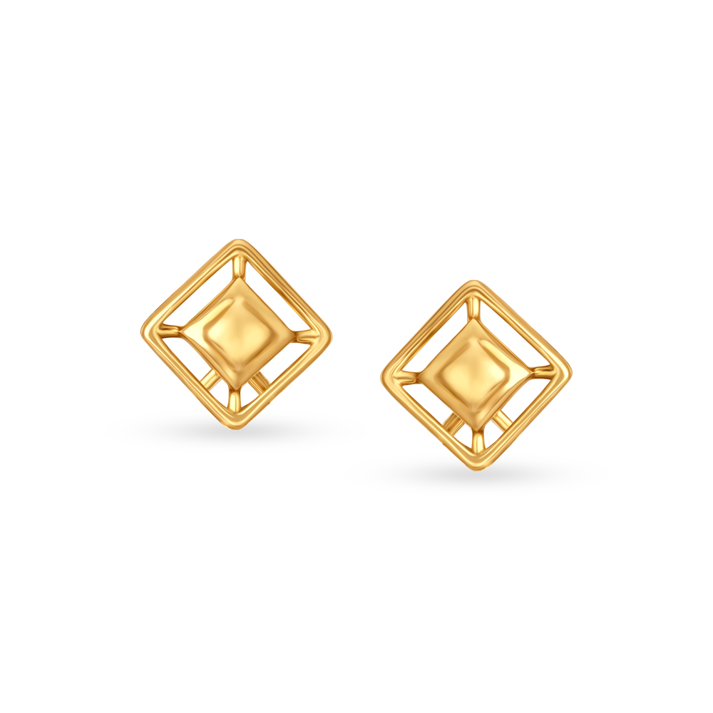 Contemporary Yellow Gold Rhombus Stud Earrings,,hi-res image number null