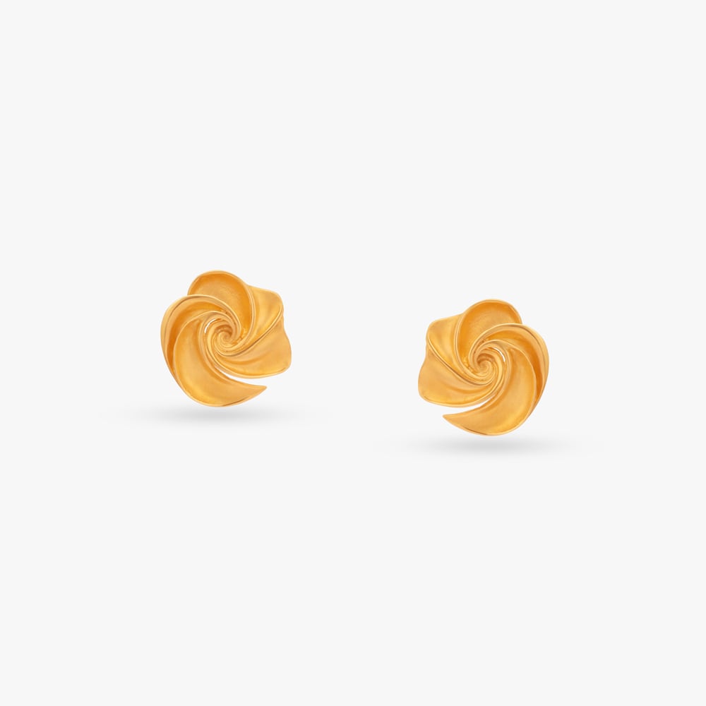 Whirling Petal Gold Stud Earrings,,hi-res image number null