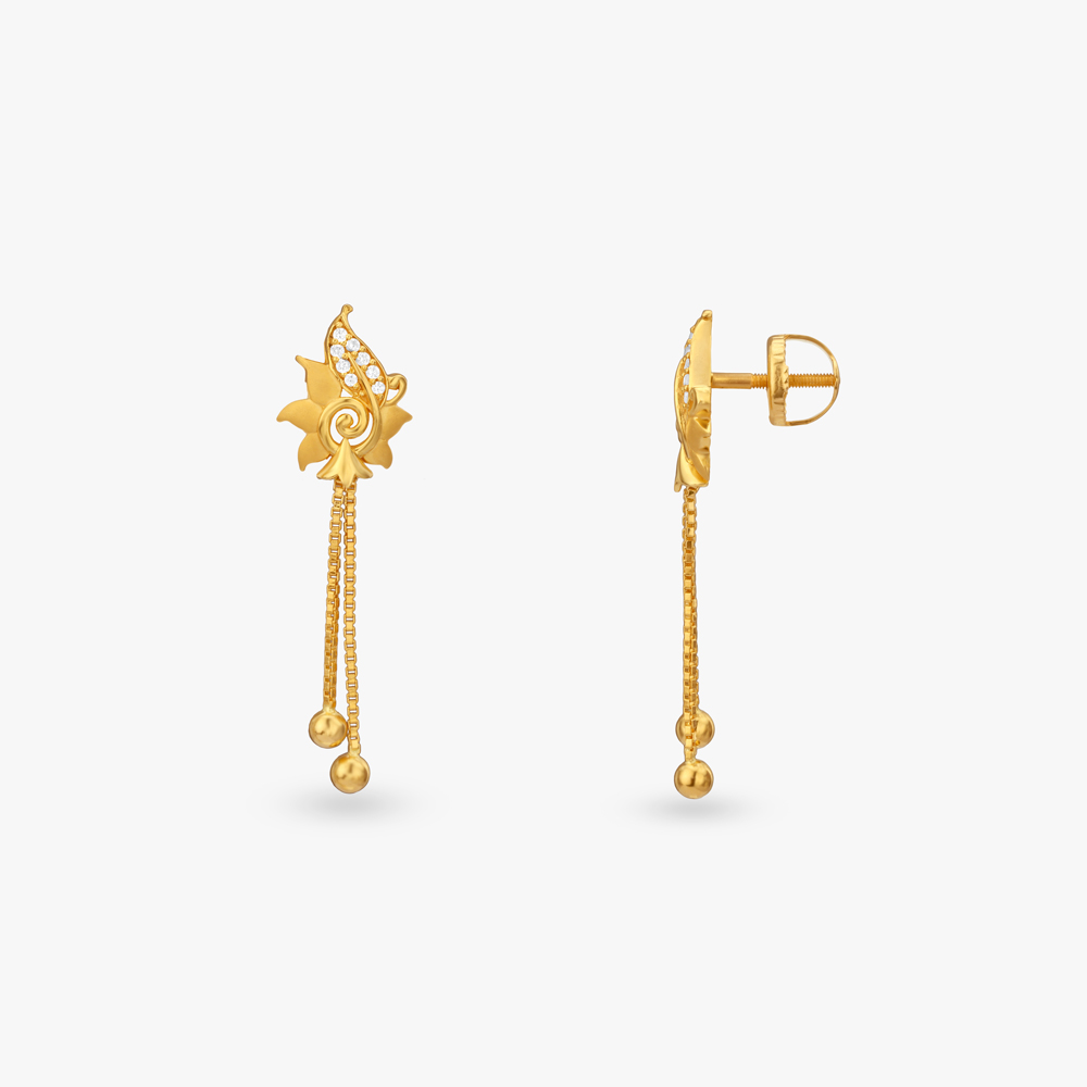 Cascading Floral Gold Drop Earrings,,hi-res image number null