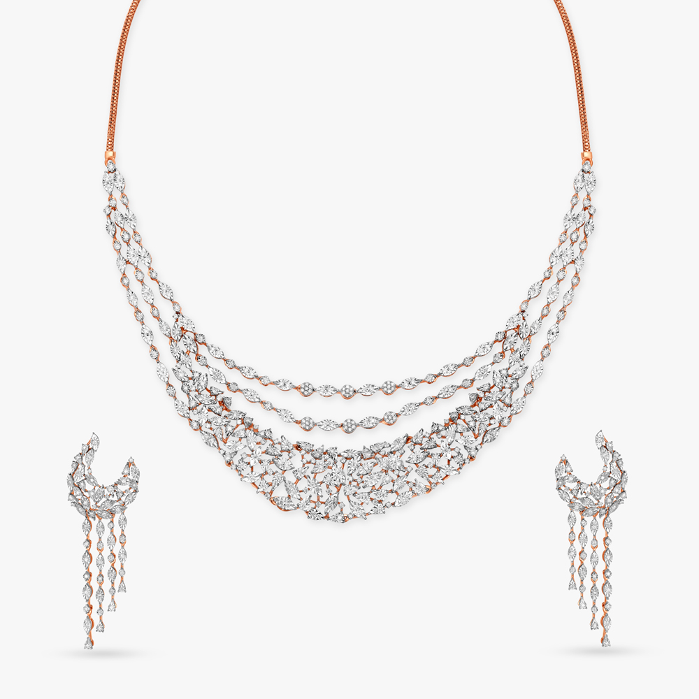Dazzling Blooms Diamond Necklace Set,,hi-res image number null