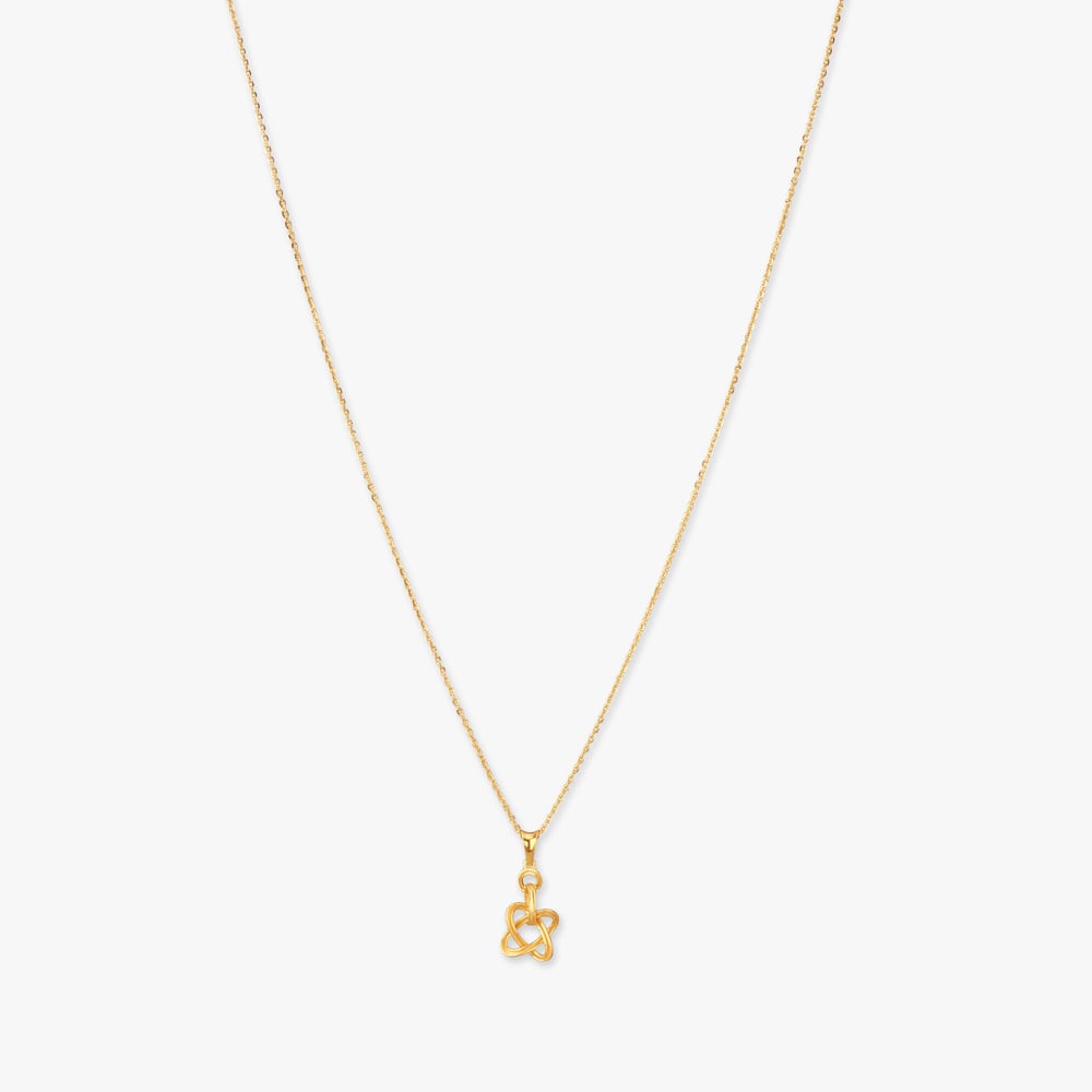Knotted Abstract Gold Pendant with Chain,,hi-res image number null
