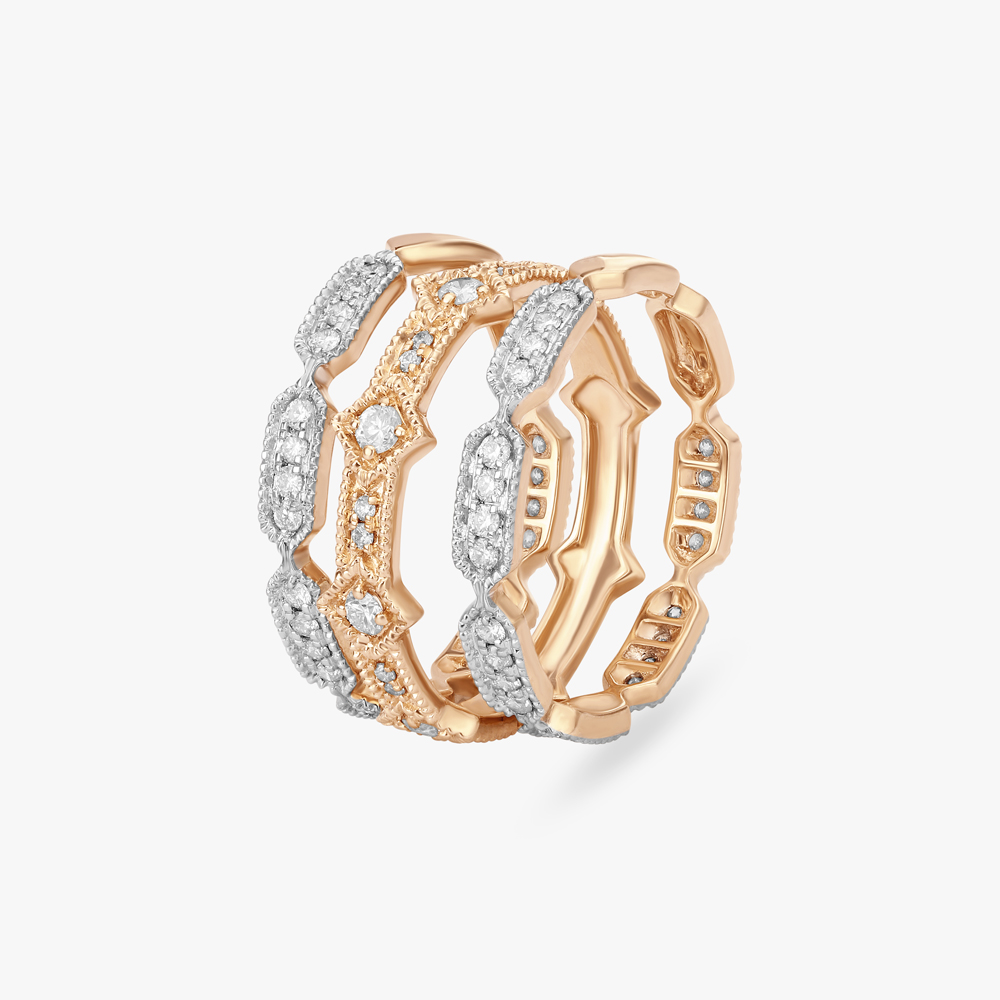 14 KT Rose Gold Half Eternity Diamond Ring