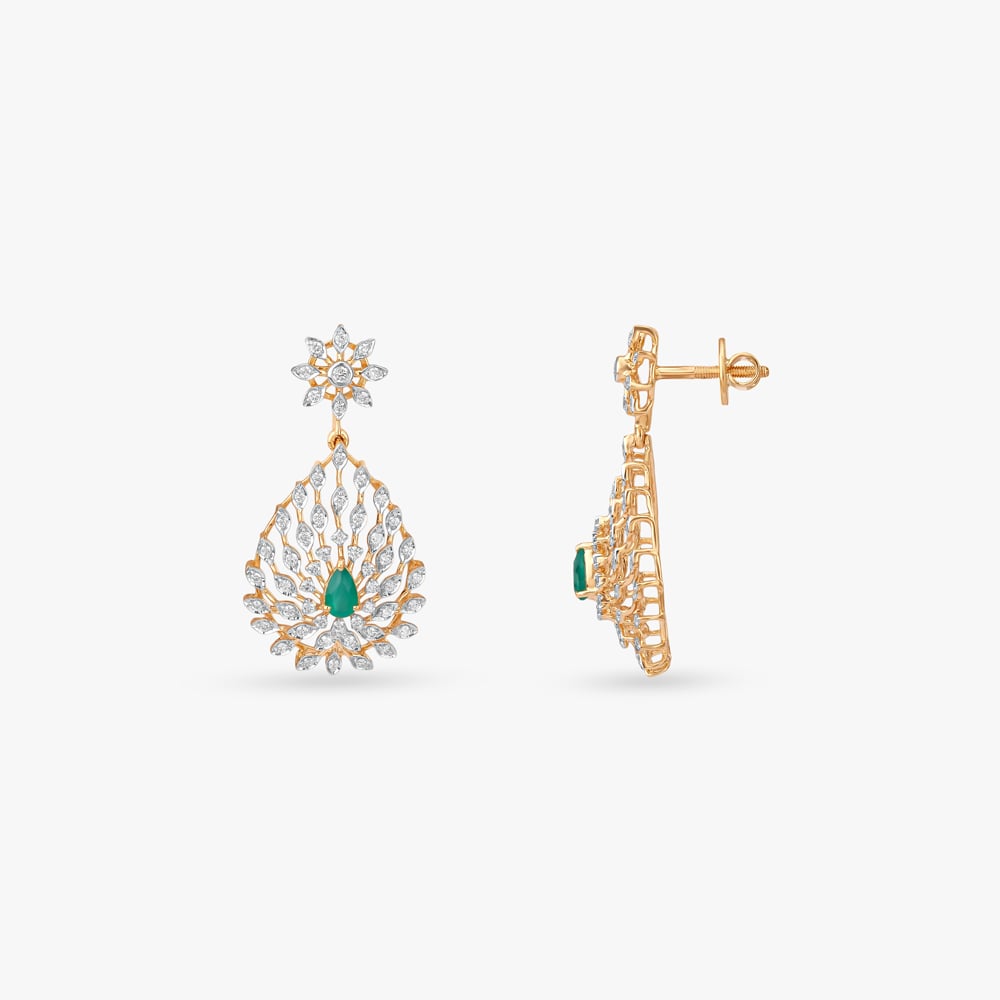 Cascading Leaf Diamond Drop Earrings,,hi-res image number null
