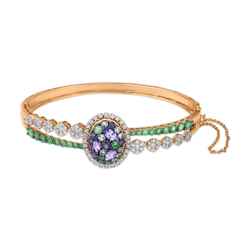 Breathtaking Emerald, Sapphire, Topaz Diamond Bangle,,hi-res image number null