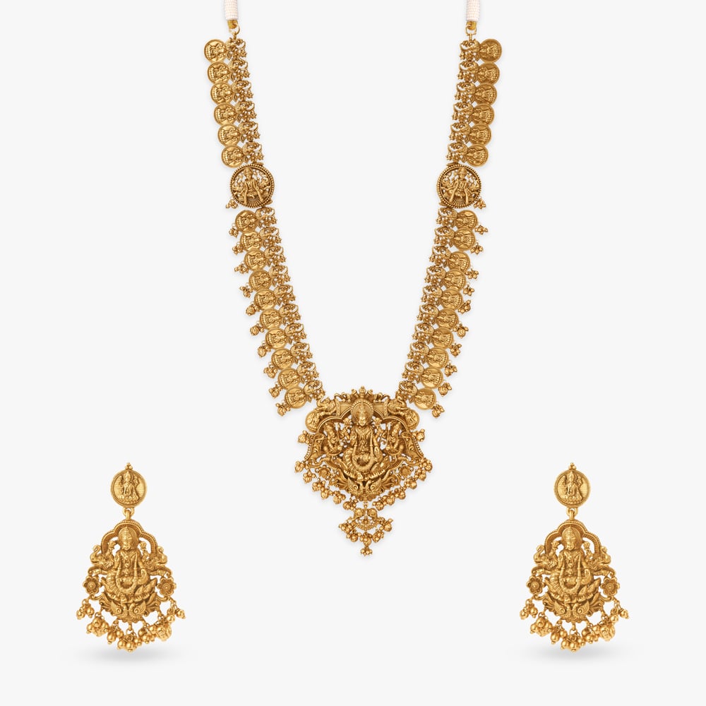 Classic Nakshi Gold Long Necklace Set,,hi-res image number null