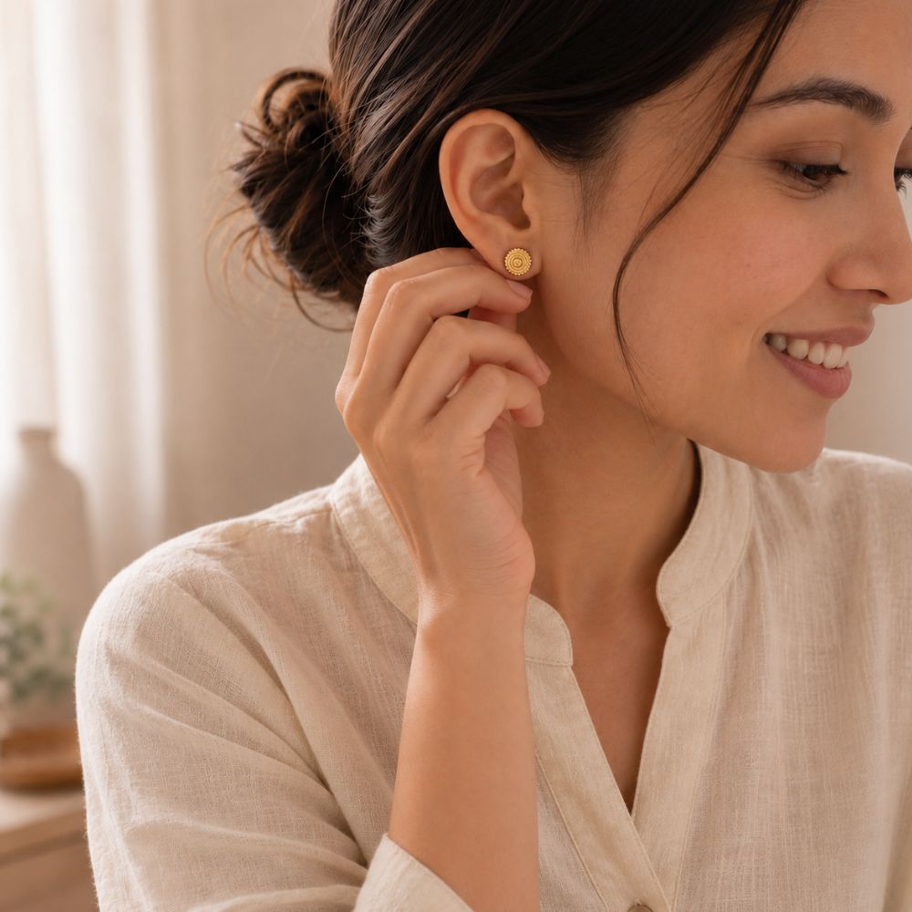 Ornate Traditional Stud Earrings,,hi-res image number null