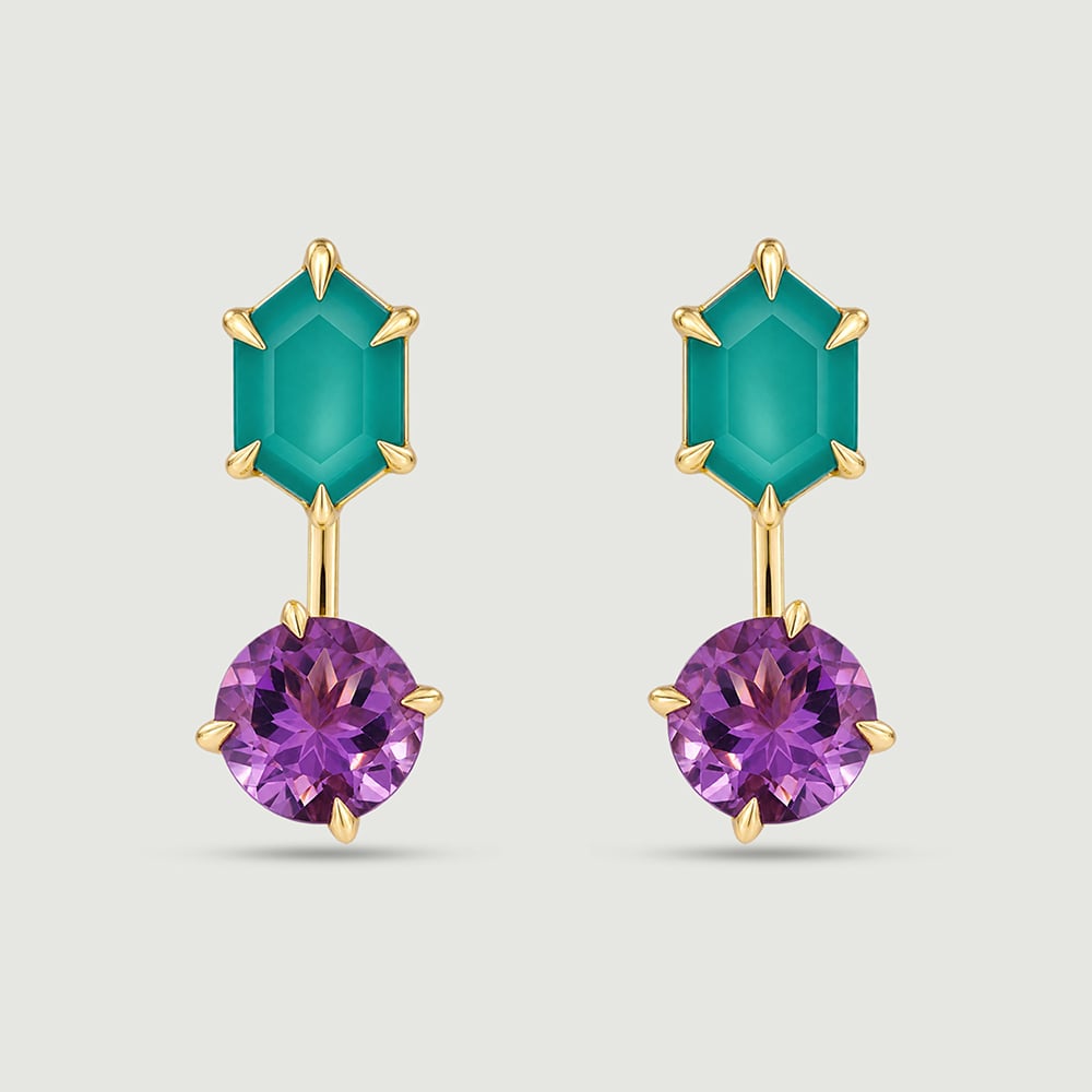 Versatile Detachable Amethyst and Onyx Stud Earrings,,hi-res image number null
