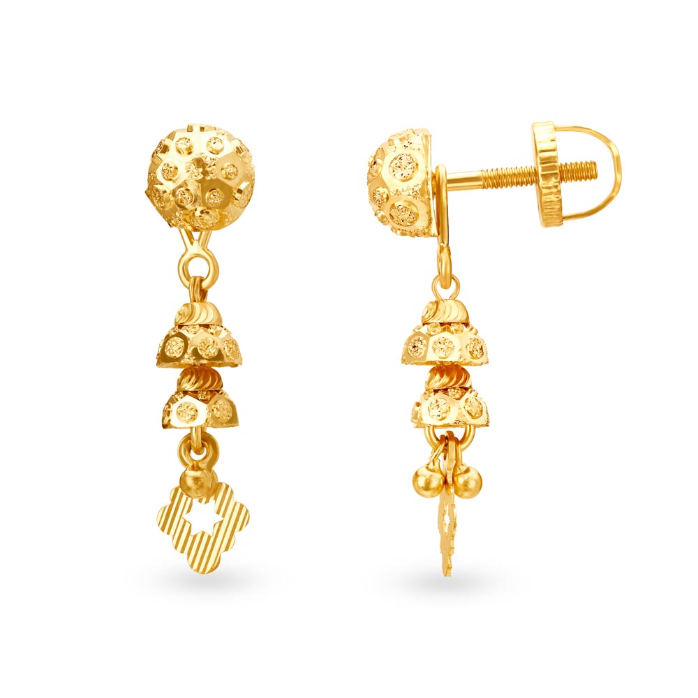 Eccentric 22 Karat Yellow Gold Beaded Drops,,hi-res image number null