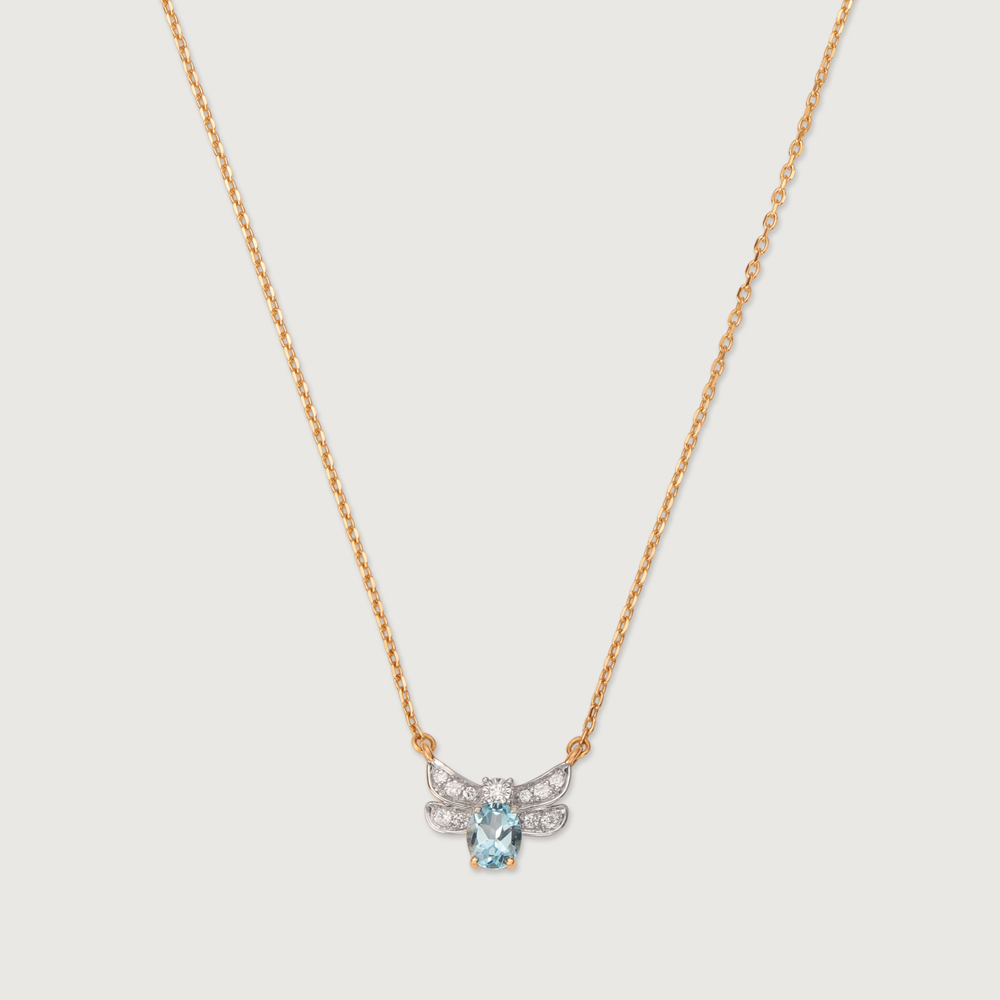 Butterfly Bliss 14KT Blue Topaz Diamond Pendant and Chain,,hi-res image number null
