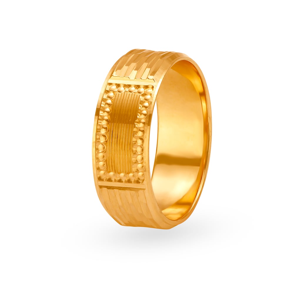 Textured Broad Gold Ring For Men,,hi-res image number null