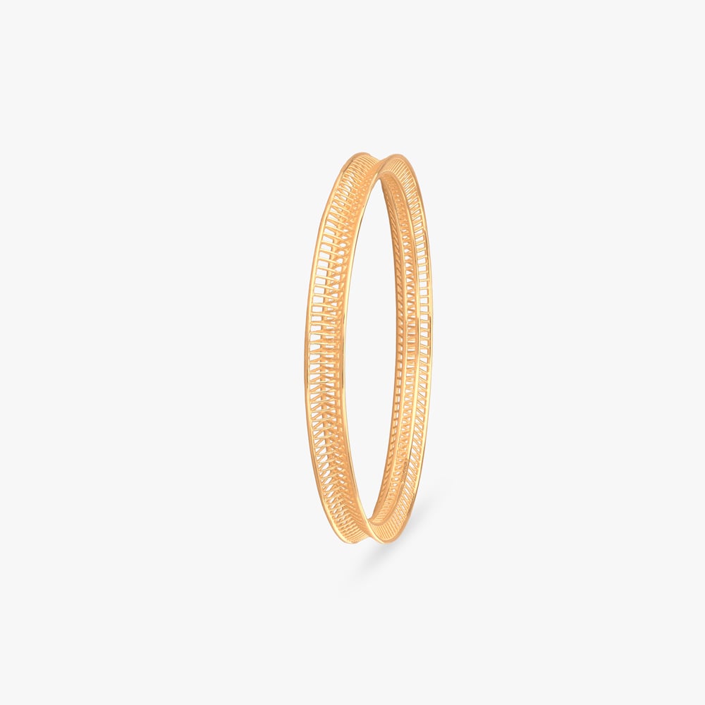 Sleek Grid Gold Bangle,,hi-res image number null