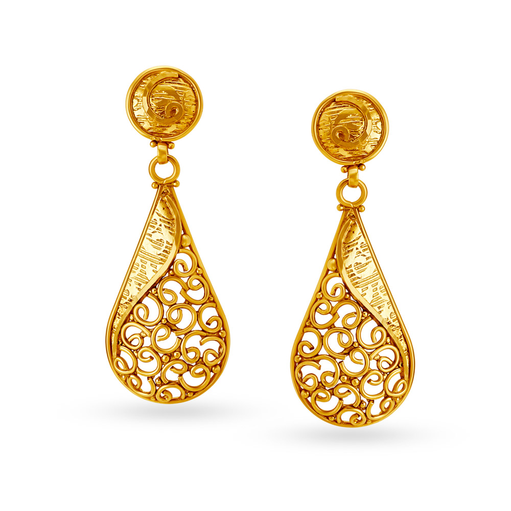 Fancy Contemporary Gold Drop Earrings
