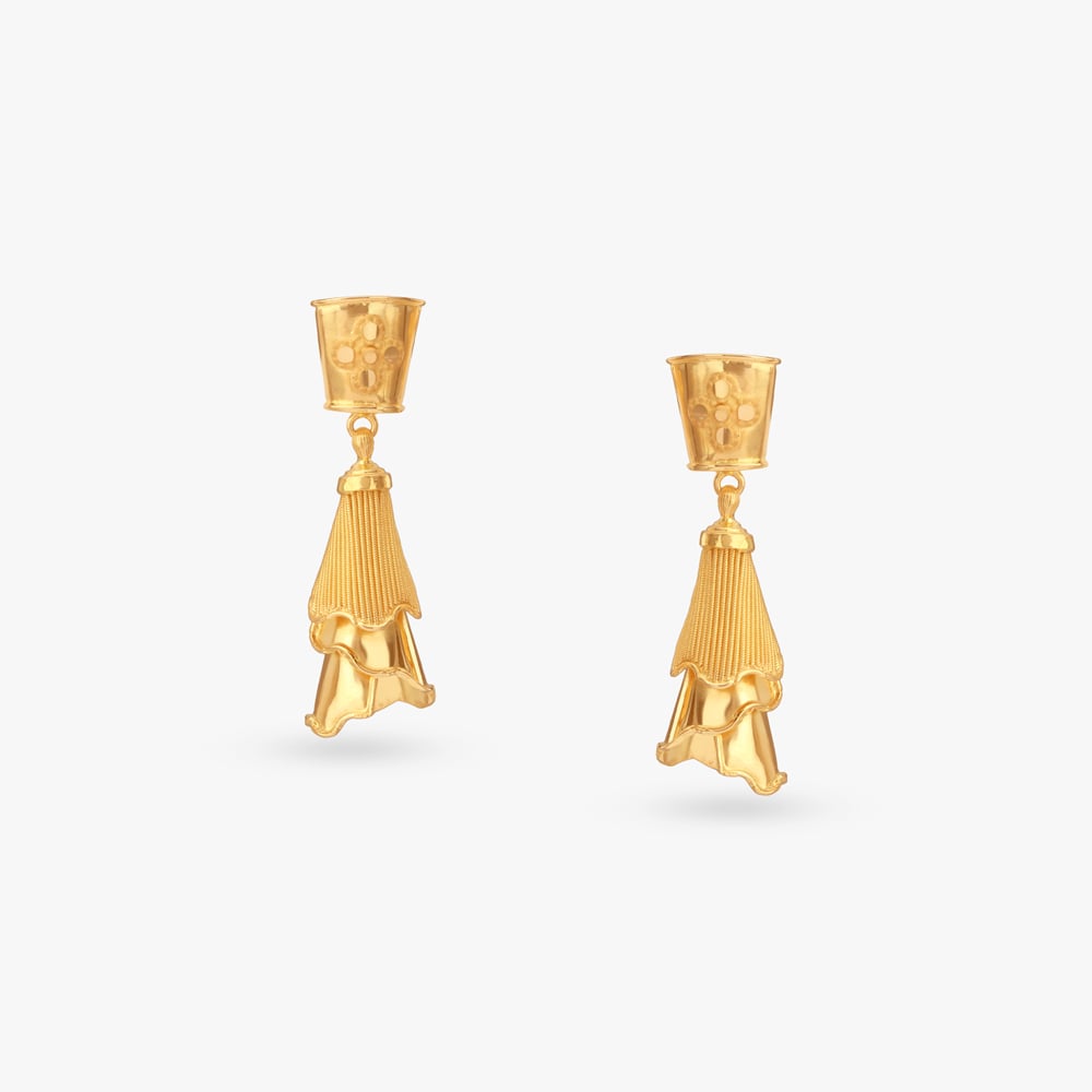 Temple Bell Gold Drop Earrings,,hi-res image number null