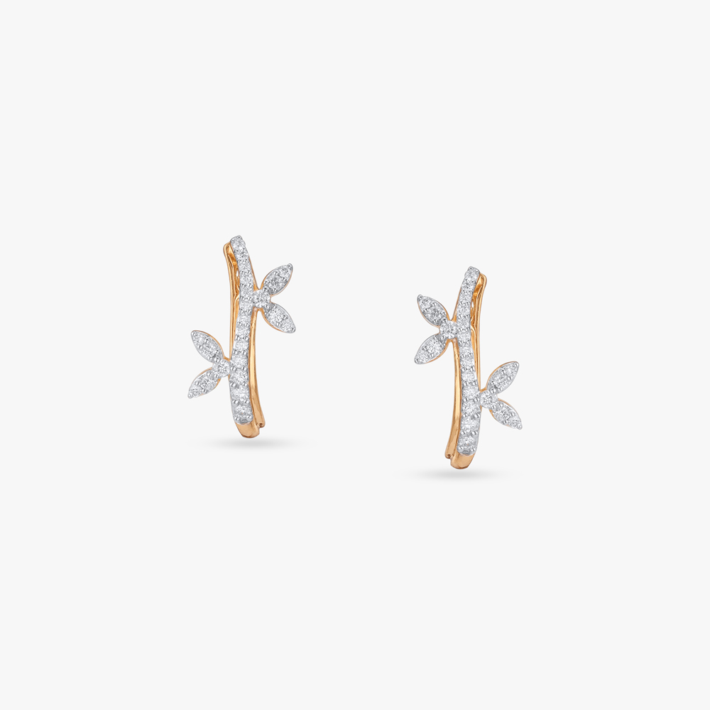 Leaf Trail Diamond Hoop Earrings,,hi-res image number null