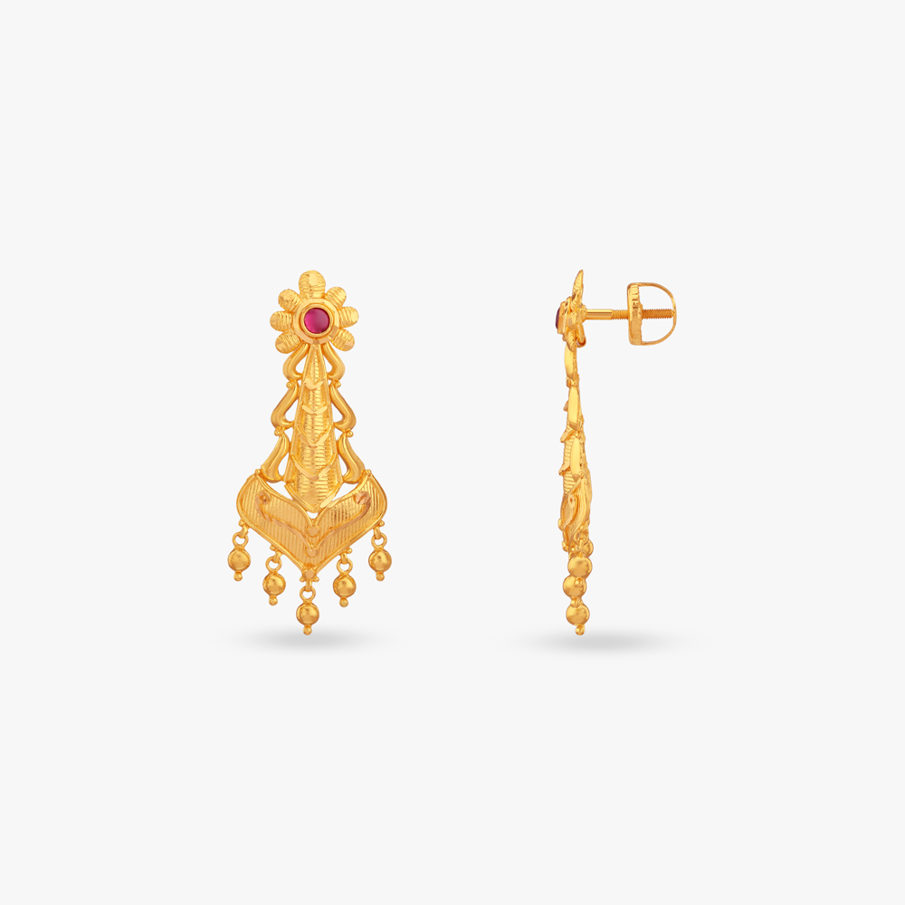 Heritage Petal Gold Drop Earrings,,hi-res image number null