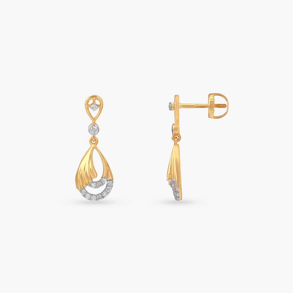 Whispering Curve Diamond Drop Earrings,,hi-res image number null
