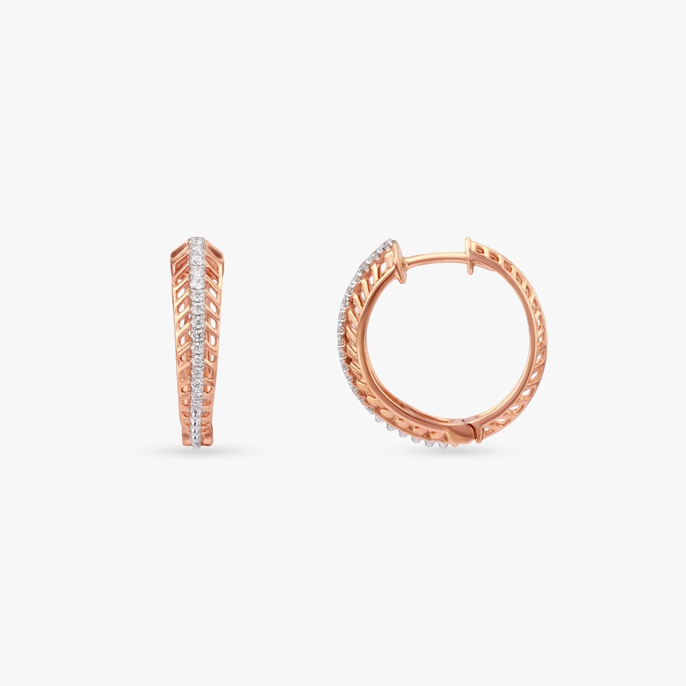 Chevron Spark Diamond Hoop Earrings,,hi-res image number null