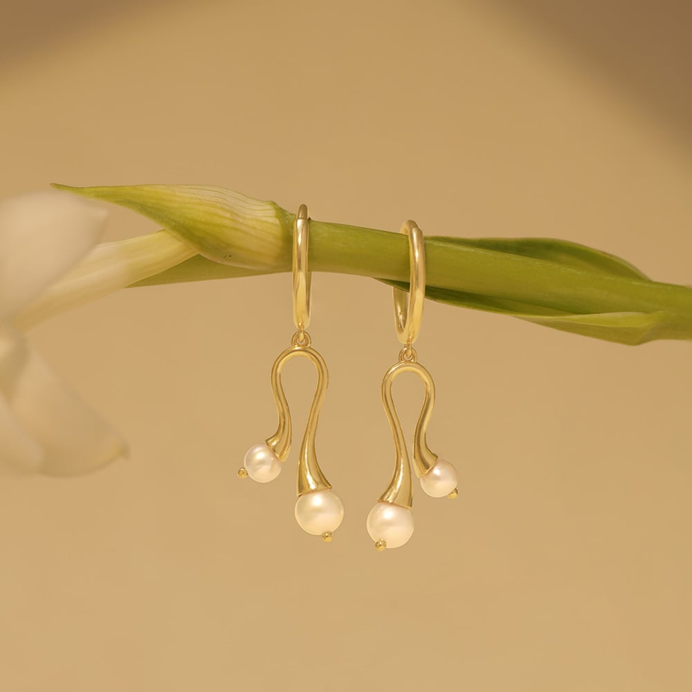 Dancing Drizzle Pearl Hoop Earrings,,hi-res image number null