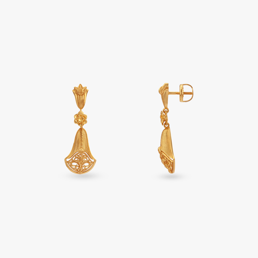Floral Symphony Gold Pendant and Earrings Set,,hi-res image number null
