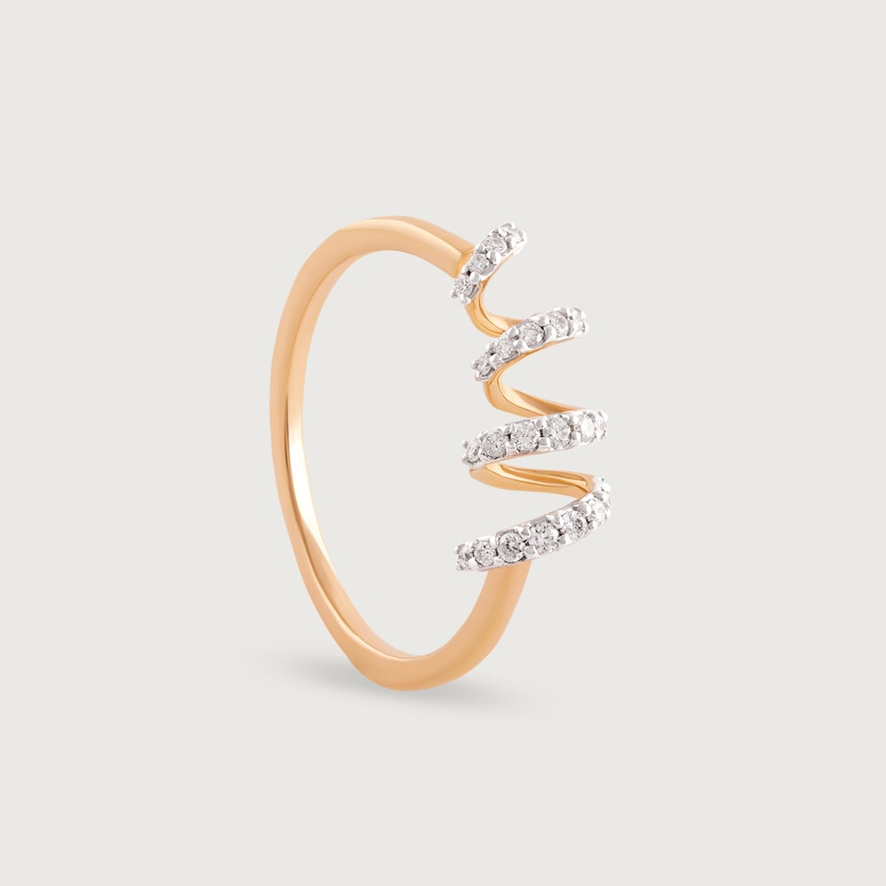 Sparkling Twist Gold & Diamond Finger Ring,,hi-res image number null