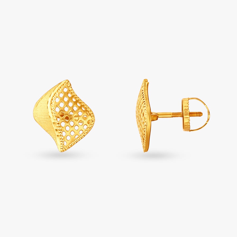Lattice-Worked Gold Pendant and Earrings Set,,hi-res image number null